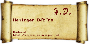 Heninger Dóra névjegykártya